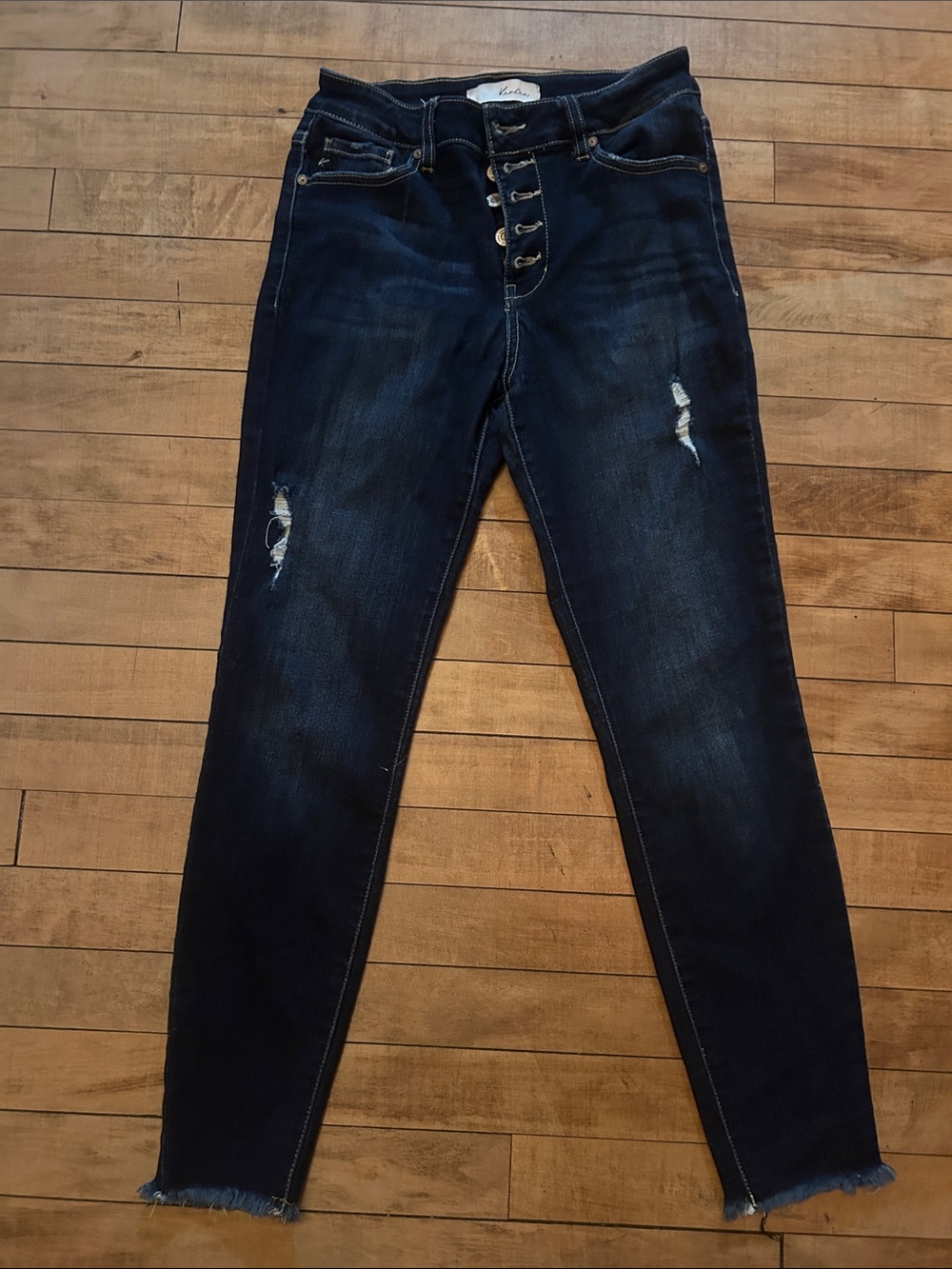 KanCan Dark Blue Distressed High-Rise Skinny Jeans